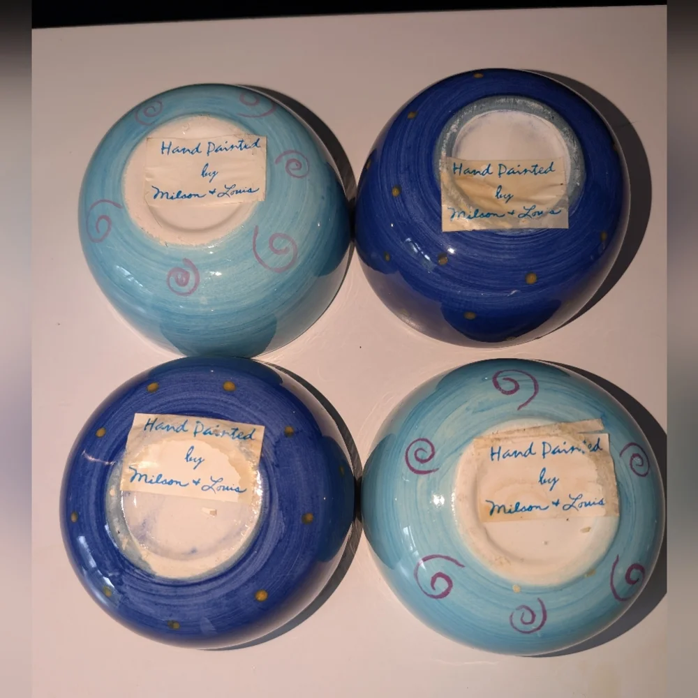 Vintage Hand-Painted Ceramic Ice Cream Bowls by Milson and Louis